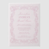 Elegantes Vintages rosa Brautparty Pergament Einladungen (Vorderseite)