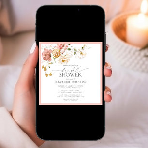 Elegantes Vintages Rosa & Gold Brautparty Einladung