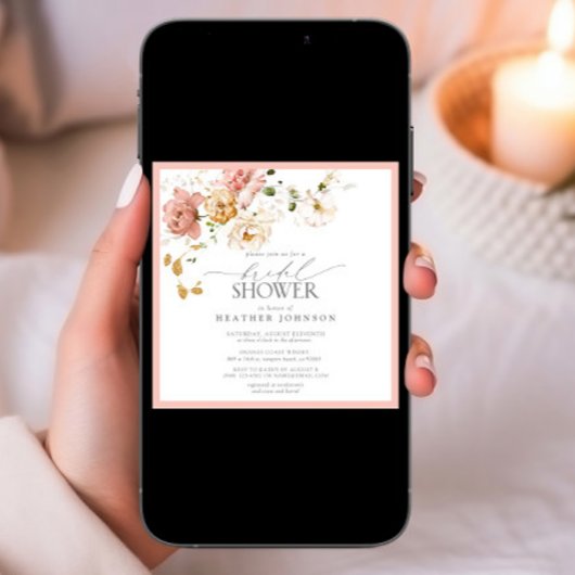 Elegantes Vintages Rosa & Gold Brautparty Einladung