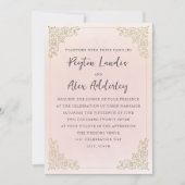 Elegantes Vintages Rosa Gold Einladung (Vorderseite)