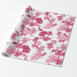 Elegantes Vintages Rosa Hirschfoxtoilwald Geschenkpapier