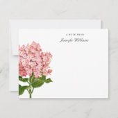 Elegantes Vintages Rosa Hydrangea Blüte mit Namen Mitteilungskarte (Vorderseite)