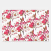 Elegantes Vintages Rosa Magnolia Geschenkpapier Set (Vorderseite 3)