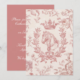 Elegantes Vintages Rosa Pferd Wappen Laurel Einladung