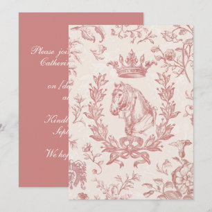 Elegantes Vintages Rosa Pferd Wappen Laurel Einladung