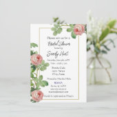 Elegantes Vintages Rosa Rose Brautparty Einladung (Stehend Vorderseite)
