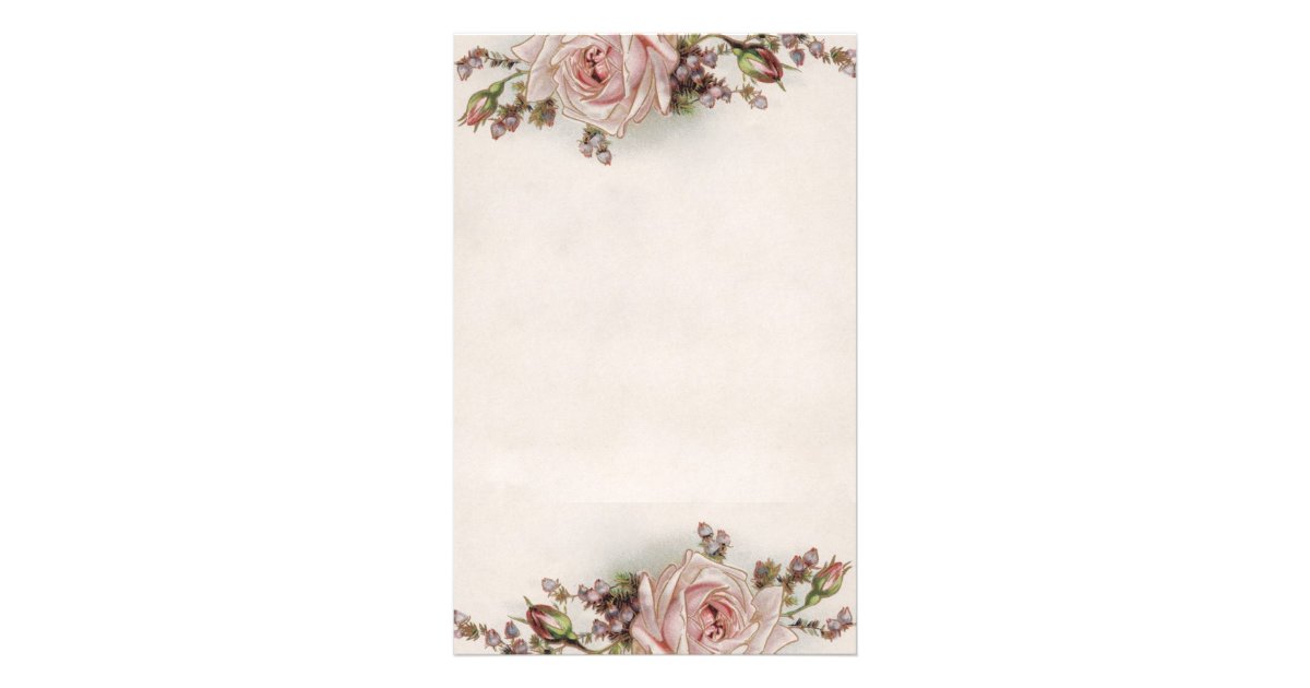 Elegantes Vintages Rosa Rosen Briefpapier Briefpapier Zazzle De