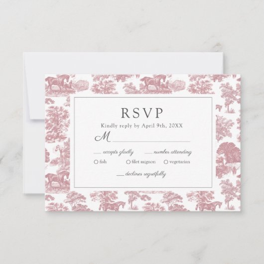 Elegantes Vintages Rosa RSVP Karte (Vorderseite)