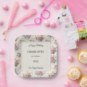 Elegantes Vintages Rosa Tee Party Alter Pappteller (Party)