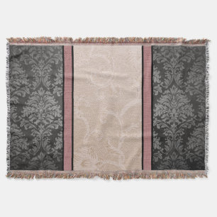 Elegantes Vintages Rosa und Grau Damask Decke