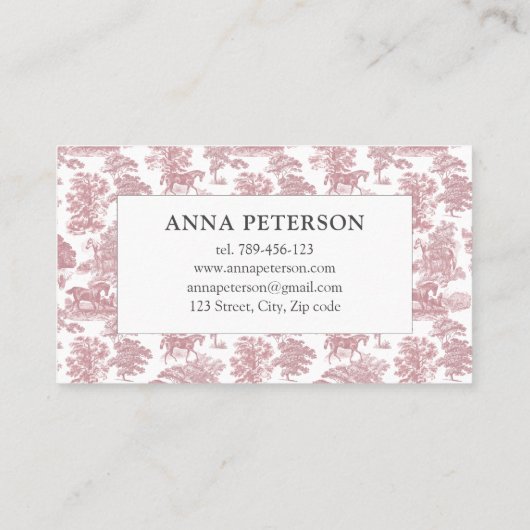 Elegantes Vintages Rosa Visitenkarte (Rückseite)