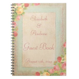 Elegantes Vintages Rosen-Gast-Buch Notizblock