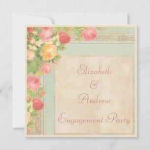 Elegantes Vintages Rosen-Verlobungs-Party Einladung