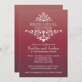 Elegantes Vintages Rot blühen Proben-Abendessen Einladung (Vorne/Hinten)