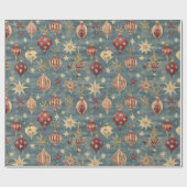 Elegantes Vintages Rot und Creme Weihnachtsschmuck Geschenkpapier (Flach)