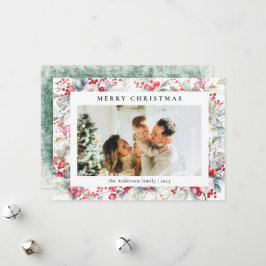 Elegantes Vintages Rotes Berries Frohe Weihnachts- Feiertagskarte