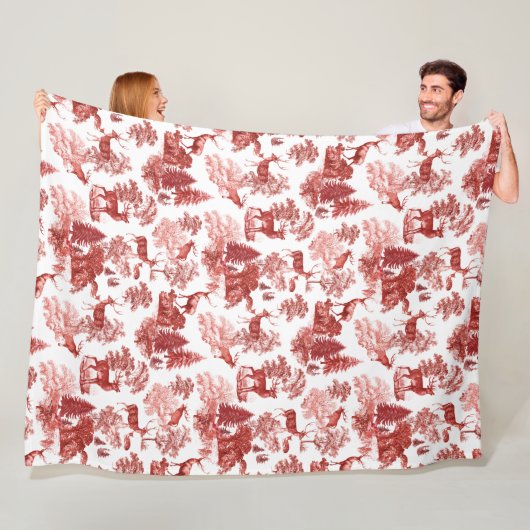 Elegantes Vintages Rotes Französisches Toile Hirsc Fleecedecke (Beispiel)