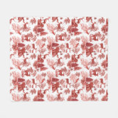 Elegantes Vintages Rotes Französisches Toile Hirsc Fleecedecke (Vorderseite (Horizontal))