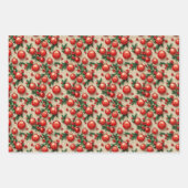 Elegantes Vintages Rotes Gold Weihnachtsgeschenk H Geschenkpapier Set (Vorderseite 3)