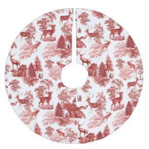 Elegantes Vintages Rotes Hirsch im Wald Polyester Weihnachtsbaumdecke