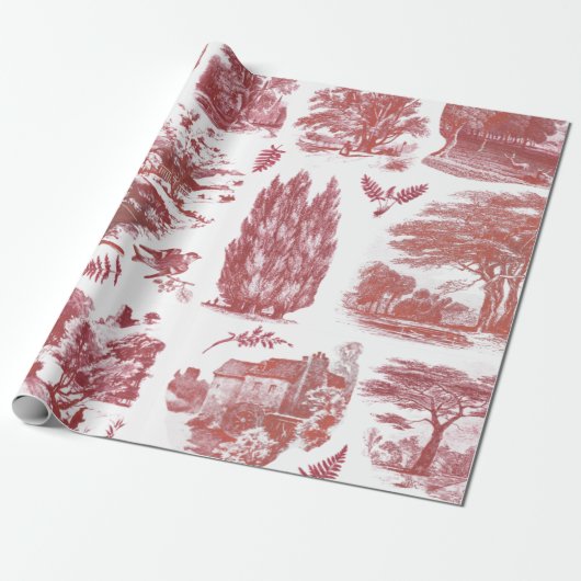 Elegantes Vintages Rotes Land Geschenkpapier (Ungerollt)