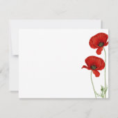 Elegantes Vintages Rotes Orientales Mohnblütenblat Mitteilungskarte (Rückseite)