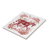 Elegantes Vintages Rotes Pferd Fliese (Seite)