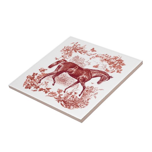 Elegantes Vintages Rotes Pferd Fliese (Seite)