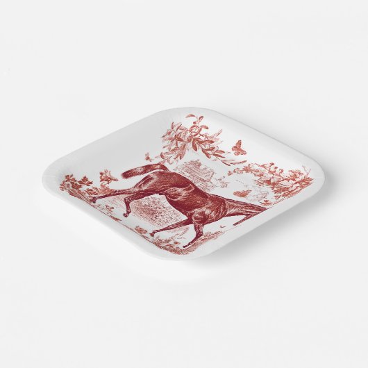 Elegantes Vintages Rotes Pferd Pappteller (Gewinkelt)