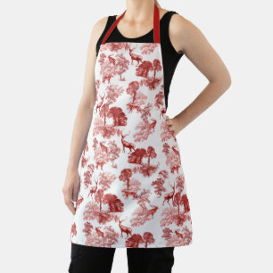 Elegantes Vintages Rotes Toile Deer in Woodland Schürze