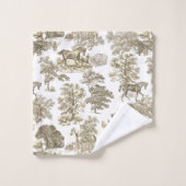 Elegantes Vintages Rustikales Gold Beige Pferde Badhandtuch Set (Waschlappen)