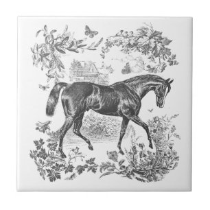 Elegantes Vintages Rustikales Schwarzes Pferd Fliese