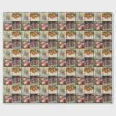 Elegantes Vintages Santa Bells Familienpapier Geschenkpapier (Flach)