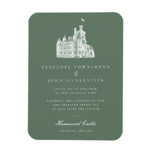 Elegantes Vintages Schloss Grüne Hochzeit Einladun Magnet