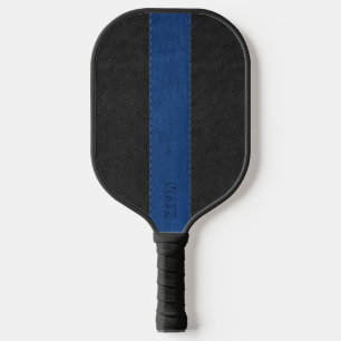 Elegantes Vintages schwarz-blaues Leder Pickleball Schläger