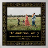 Elegantes Vintages Schwarz-Gold-Blumenrahmen-Foto Poster (Vorne)