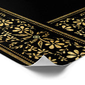 Elegantes Vintages Schwarz-Gold-Blumenrahmen-Foto Poster (Ecke)