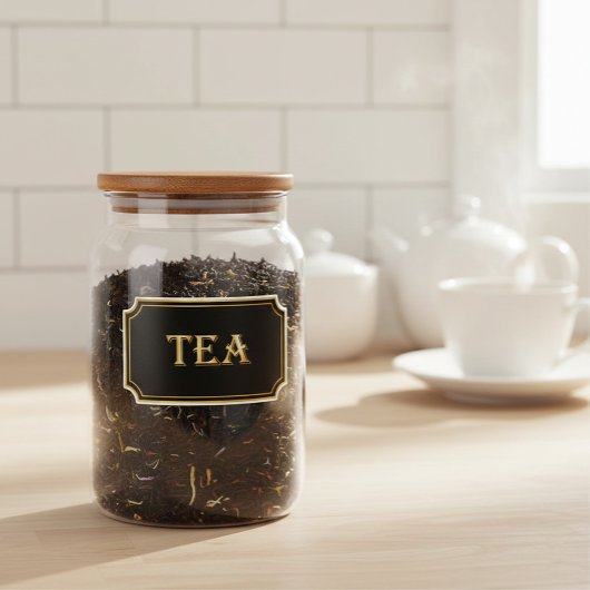 Elegantes Vintages Schwarz-Gold-Pantry-Label Aufkleber