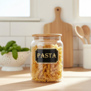 Elegantes Vintages Schwarz-Gold-Pantry-Label Aufkleber