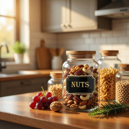 Elegantes Vintages Schwarz-Gold-Pantry-Label Aufkleber