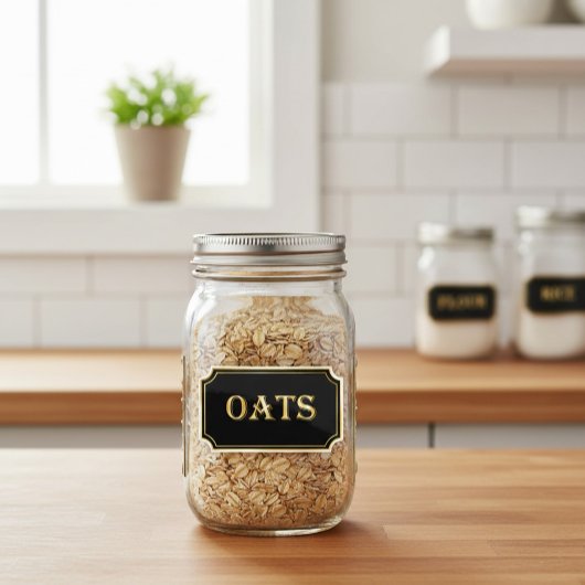 Elegantes Vintages Schwarz-Gold-Pantry-Label Aufkleber