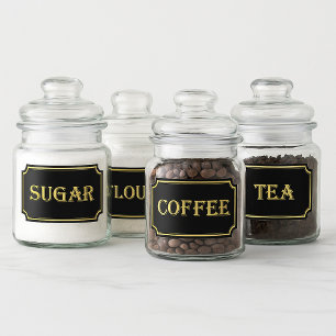 Elegantes Vintages Schwarz-Gold-Pantry-Label Aufkleber