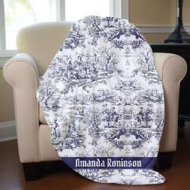 Elegantes, Vintages Schwarz-Tolles-Monogramm Fleecedecke