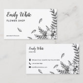 Elegantes Vintages Schwarz-Weiß-Einzigartiges Blum Visitenkarte (Vorne/Hinten)