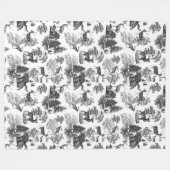 Elegantes Vintages Schwarz-weißes französisches To Fleecedecke (Vorderseite (Horizontal))