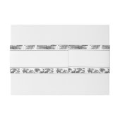 Elegantes Vintages Schwarz-weißes Hirschmuster Einladungsbanderole (Rückseitenbeispiel)