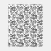 Elegantes Vintages Schwarz-weißes Hirschmuster Fleecedecke (Vorderseite)