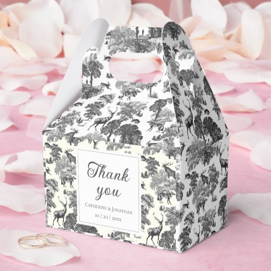 Elegantes Vintages Schwarz-weißes Hirschmuster Geschenkschachtel (Hochzeit)