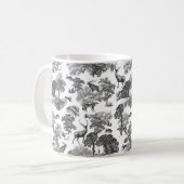 Elegantes Vintages Schwarz-weißes Hirschmuster Kaffeetasse (Vorderseite Links)