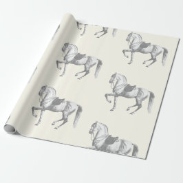 Elegantes Vintages Schwarz-weißes Lipizzaner Pferd Geschenkpapier